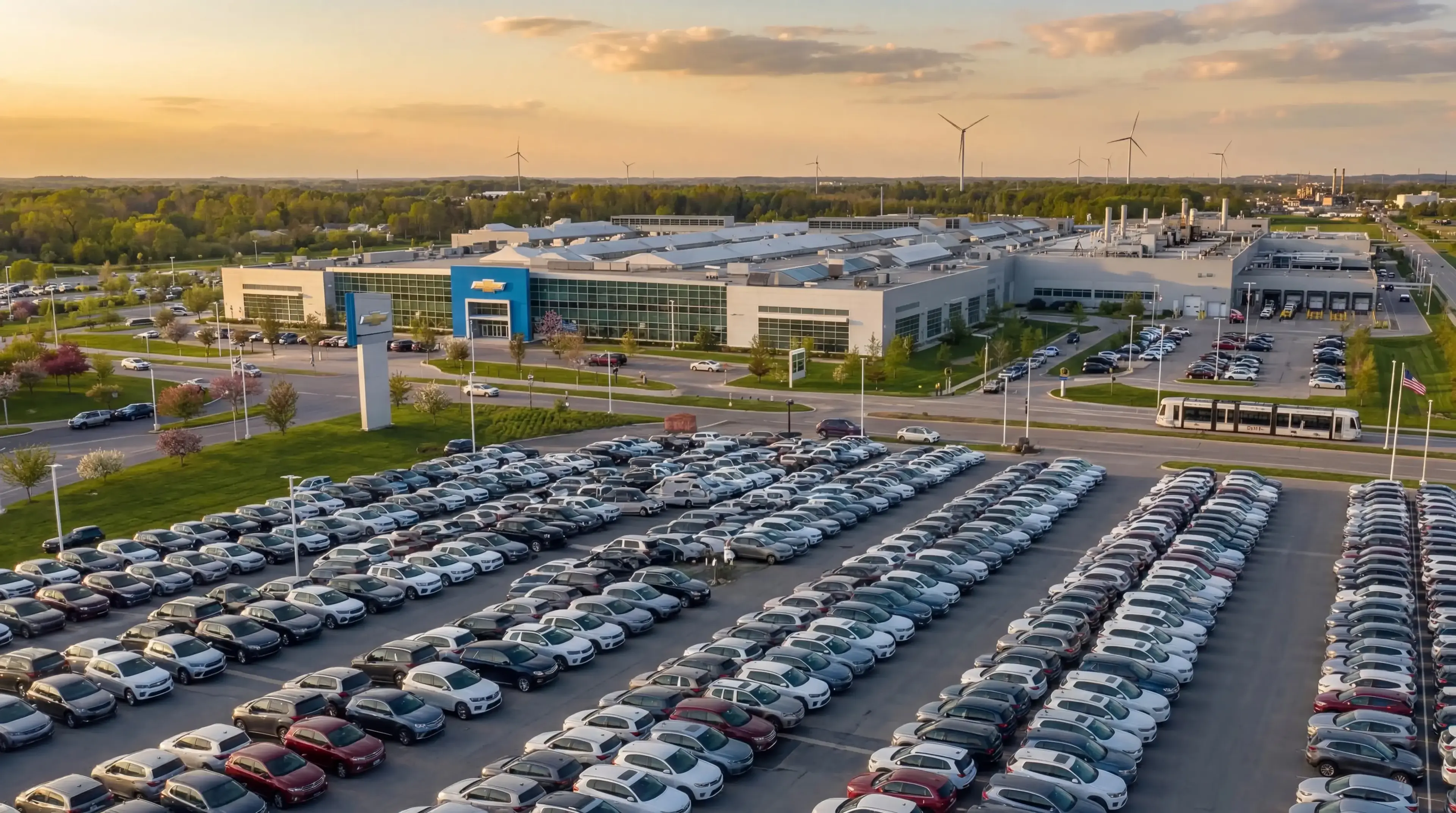 Parking lot filled with vehicles