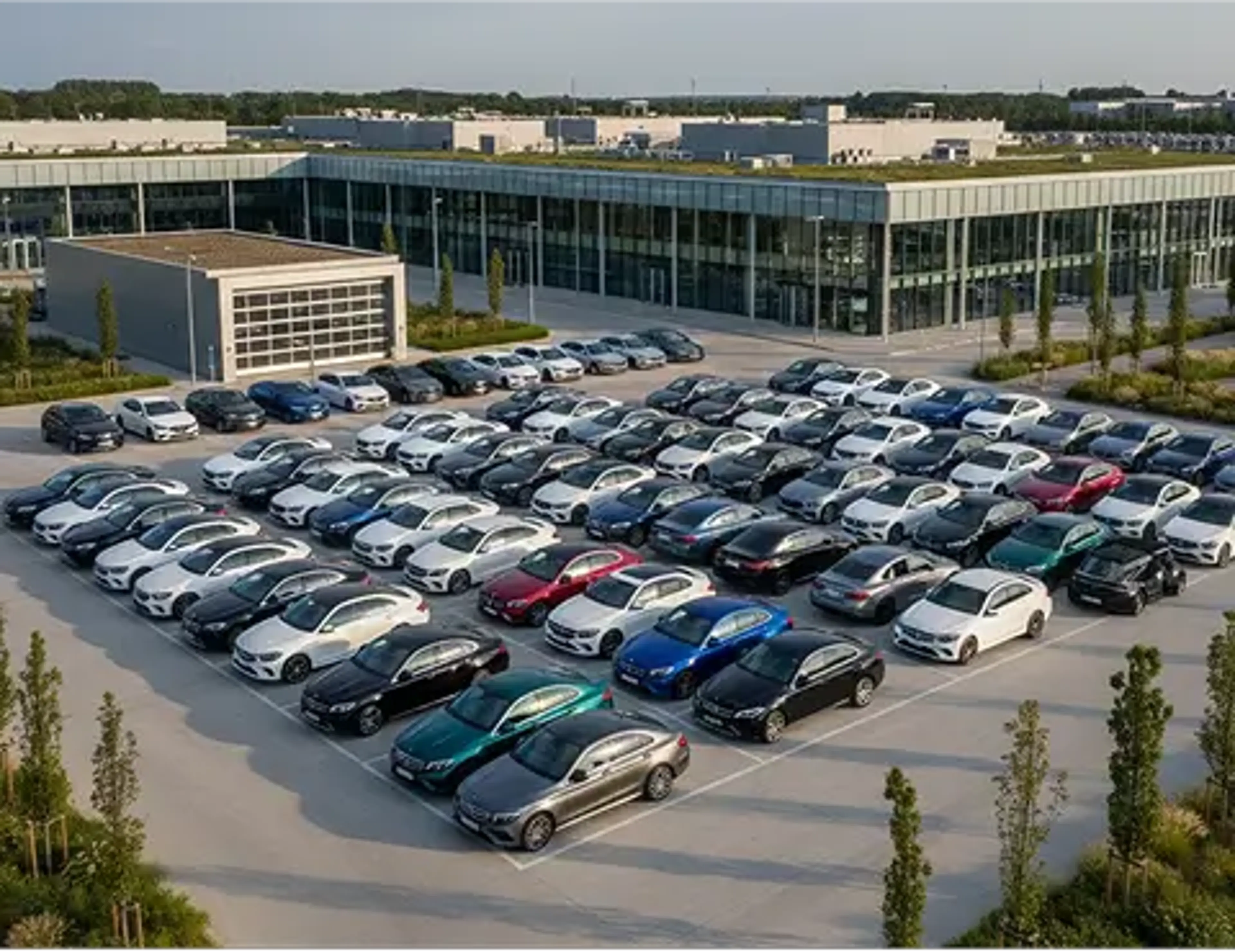 Parking lot filled with vehicles