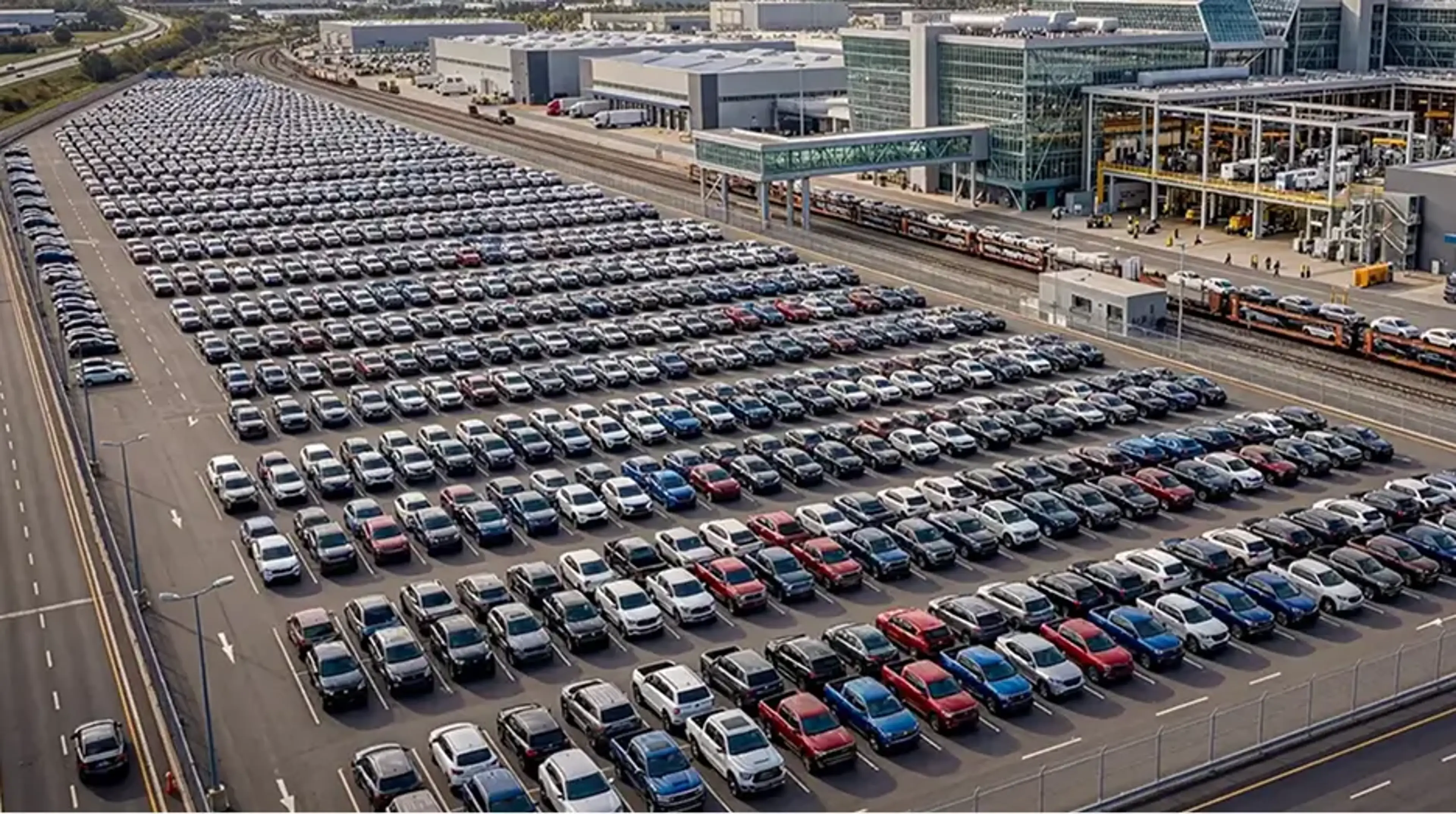 Parking lot filled with vehicles