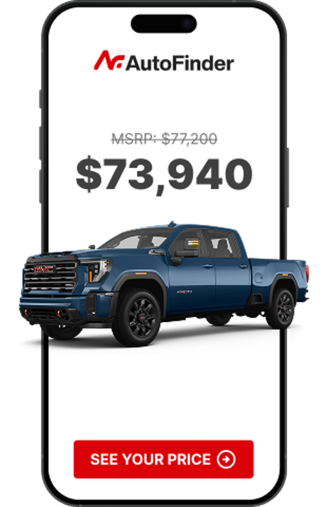 Mobile app screen showing discounted truck pricing with “See Your Price” call-to-action button.